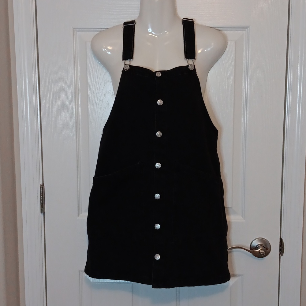 H&M Black Authentic Denim Overall Dress Size 20
